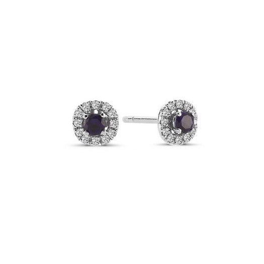 Sofia øreringe i 14 kt hvidguld fra Nuran med blå safir og 0,12 ct diamanter